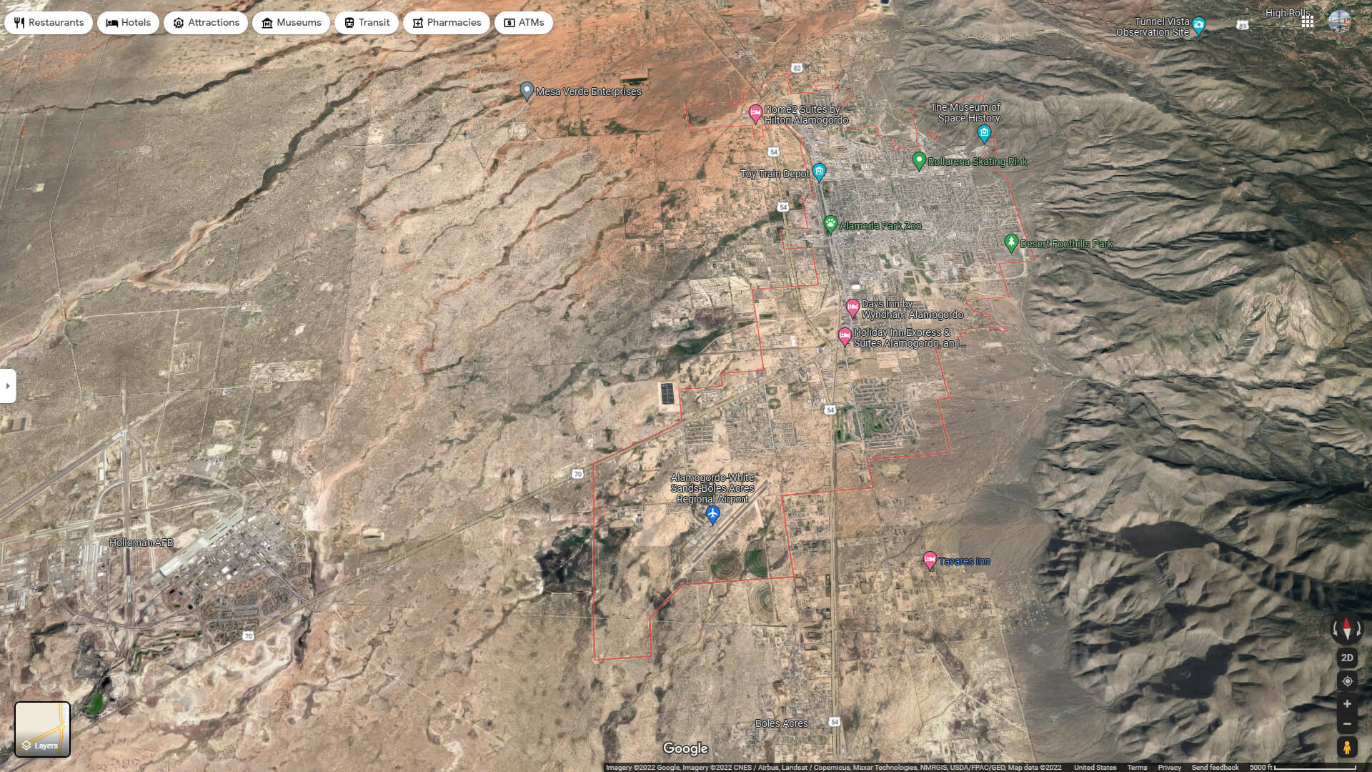 Alamogordo Aerial Map New Mexico